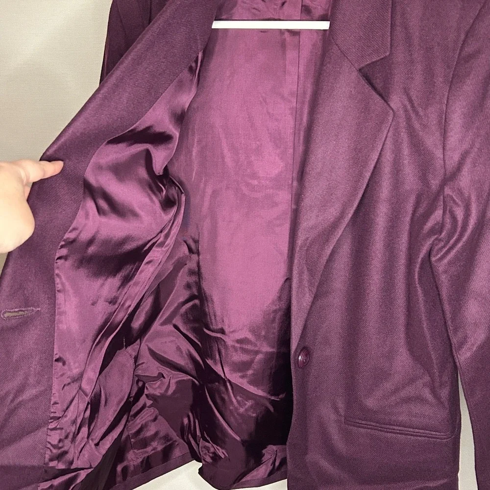 Vintage Sag Harbor Petite Purple 100% Pure Wool Blazer Jacket 8P Fall Minimalist